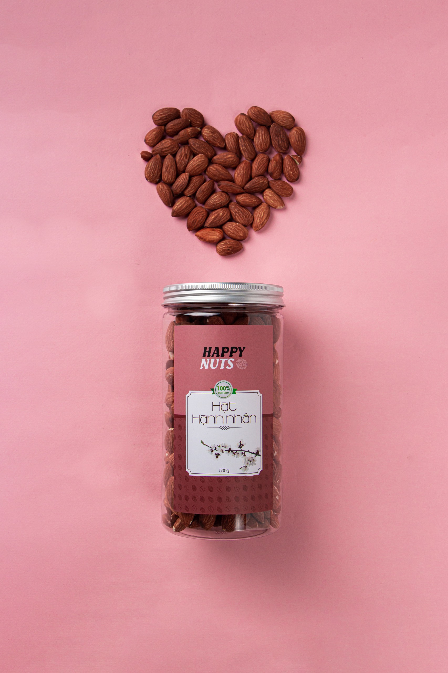 (Tặng 500g yến mạch) Hạt hạnh nhân rang mộc Mỹ Happy Nuts tách vỏ 500gr